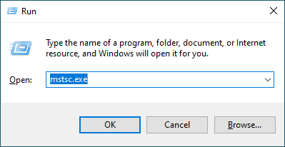 The run dialog, populated with mtsc.exe