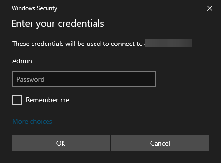 Windows 10 RDP's "Enter your credentials" menu