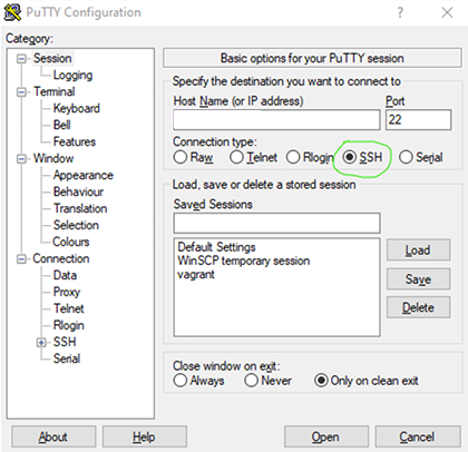 PuTTy's SSH option