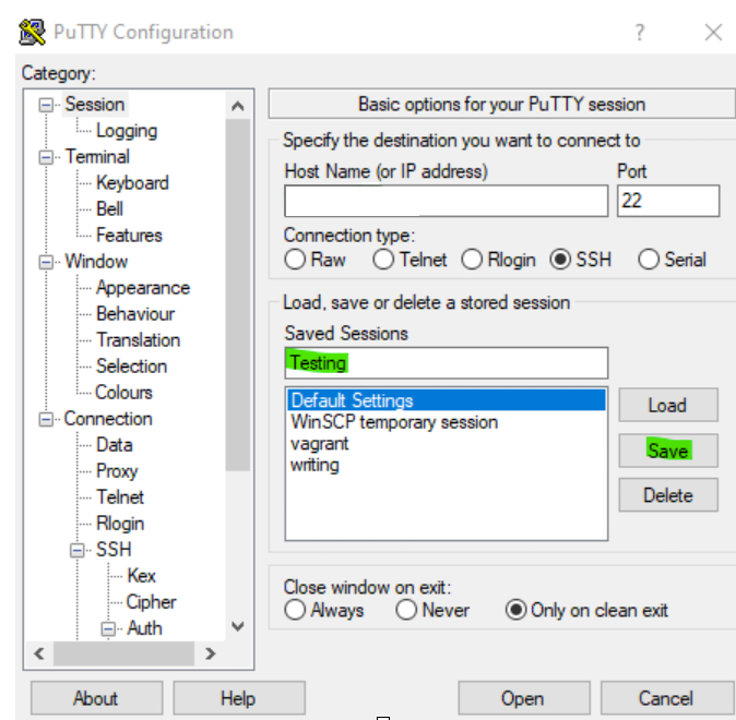 multiple ssh sessions putty