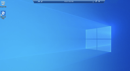 A windows 10 desktop with the RDP toolbar at the top of the screen