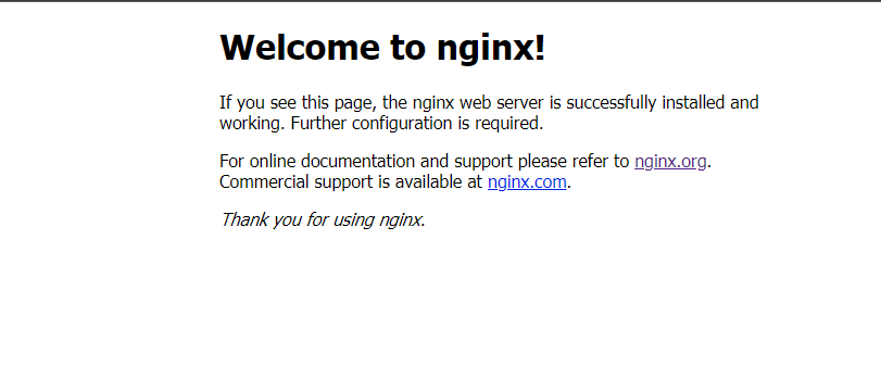 Welcome to Nginx web browser screen