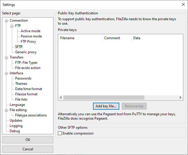 filezilla connect to sftp