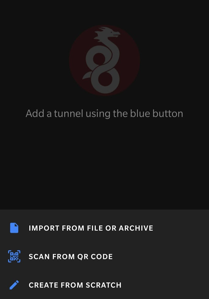 The import interface in the WireGuard mobile app