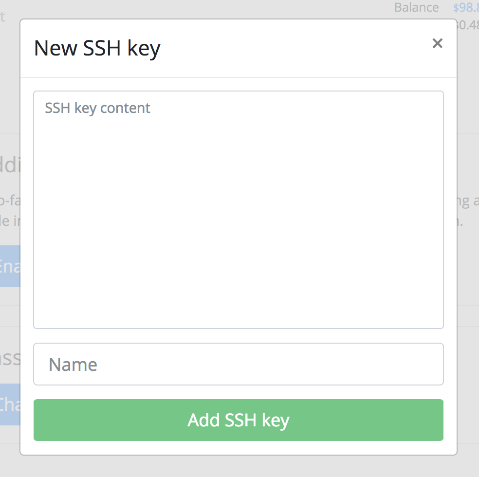 SSH key pop-up