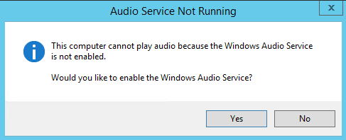 Audio Service Not running pop-up dialog