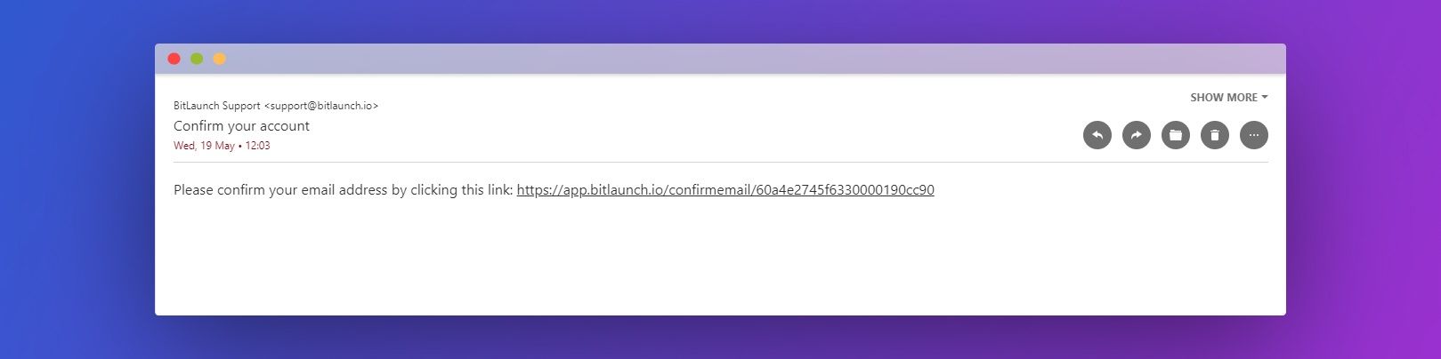 BitLaunch confirmation email